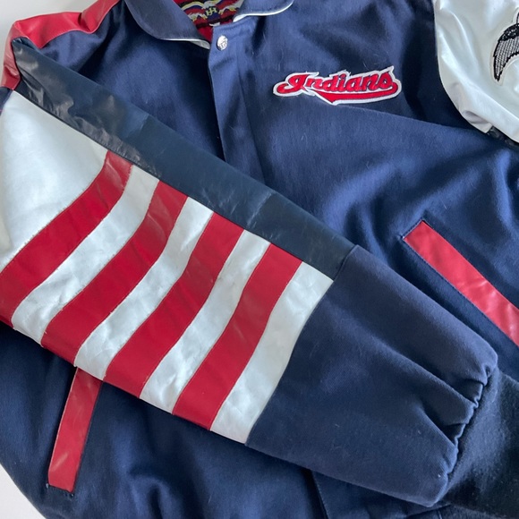 Vintage M Jeff Hamilton Cleveland Indians leather sleeve Jacket Great condition - Picture 5 of 11